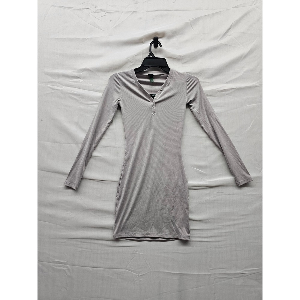 Wild Fable Womens Henley‎ Ribbed Mini Dress Gray Polyester Blend Casual Size XXS